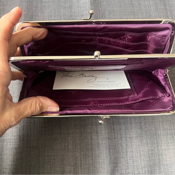 Vera Bradley Floral Clutch Purple & Orange Safari Sunset style great condition - Picture 3 of 7